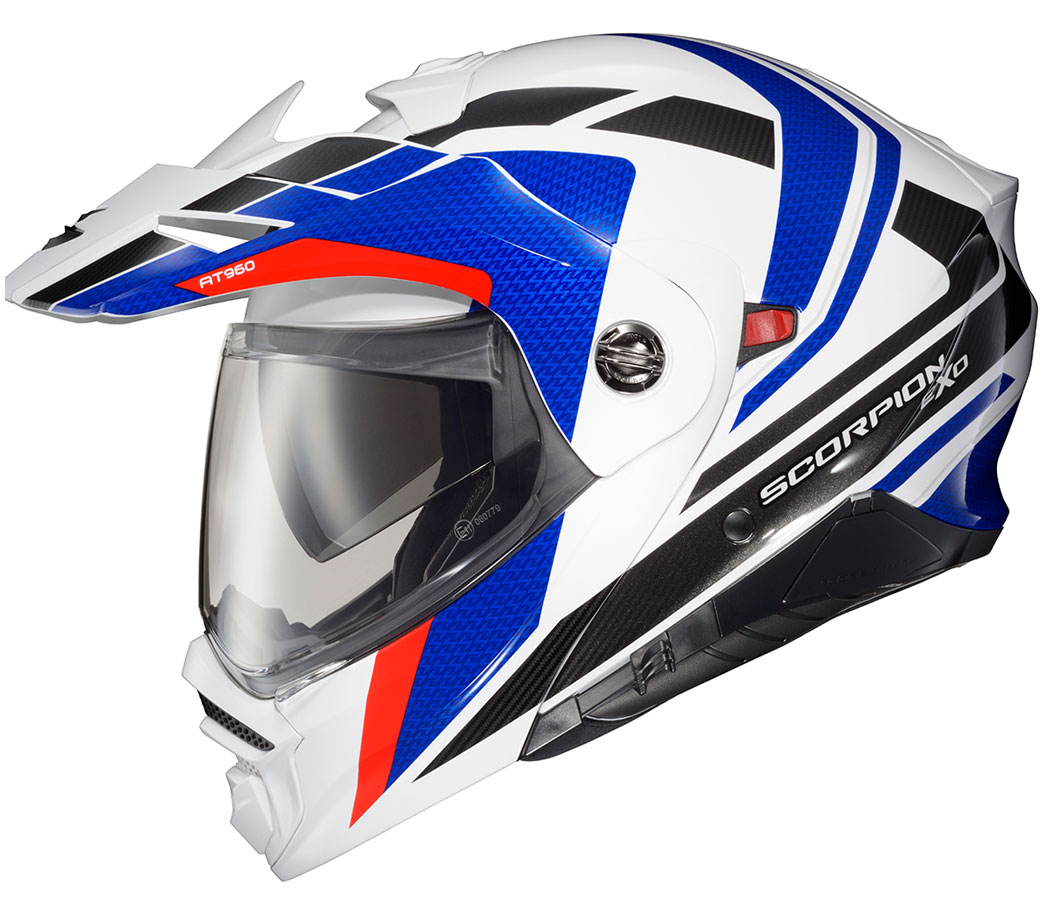 cyclebitz: Scorpion EXO-AT960 Modular Helmet Hicks White/Blue