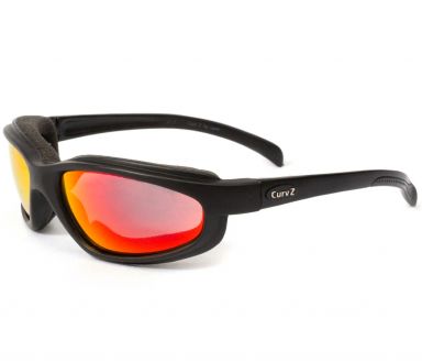 Curv-Z Insulated Sunglasses Matte Black - Fire Red