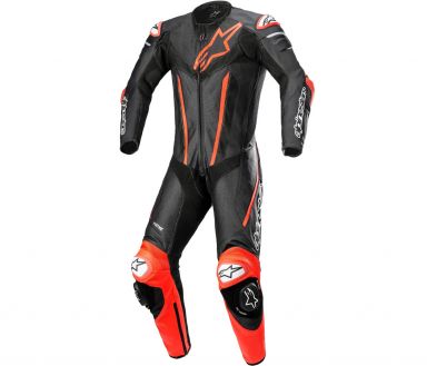 Alpinestars Fusion 1-Piece Race Suit Black/Red Fluo