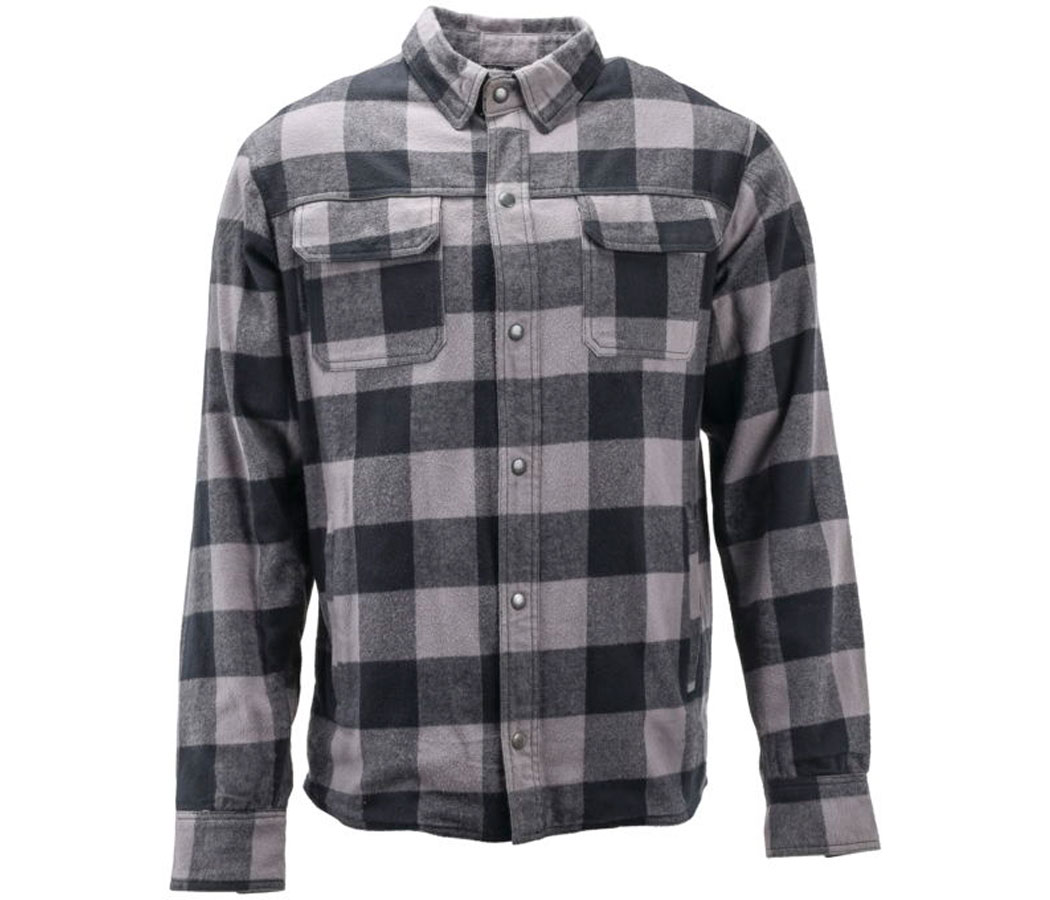 cyclebitz: River Road Vise Flannel Moto Shirt - Grey/Black