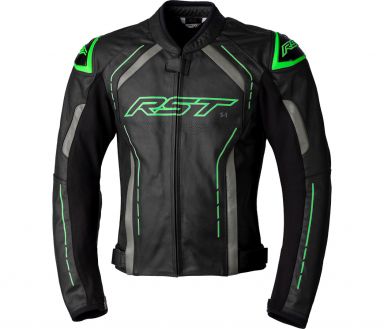 RST S1 CE Leather Jacket Black Green