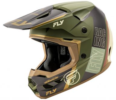 Fly Racing Kinetic Rally Helmet Matte Moss Grey/Khaki/Off-White